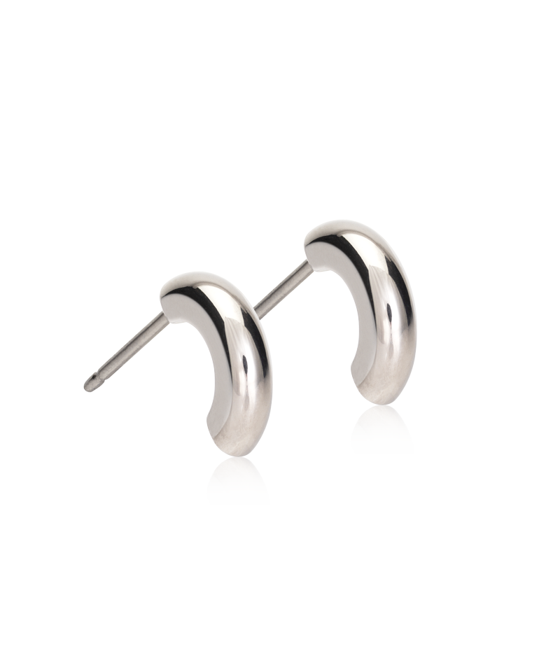 Natural Titanium Pendant Round Curved Earrings