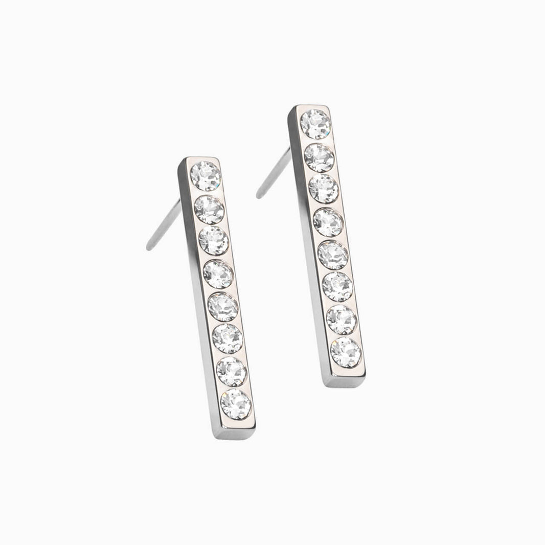 Silver Titanium Straight 20mm Crystal Pendant Earrings