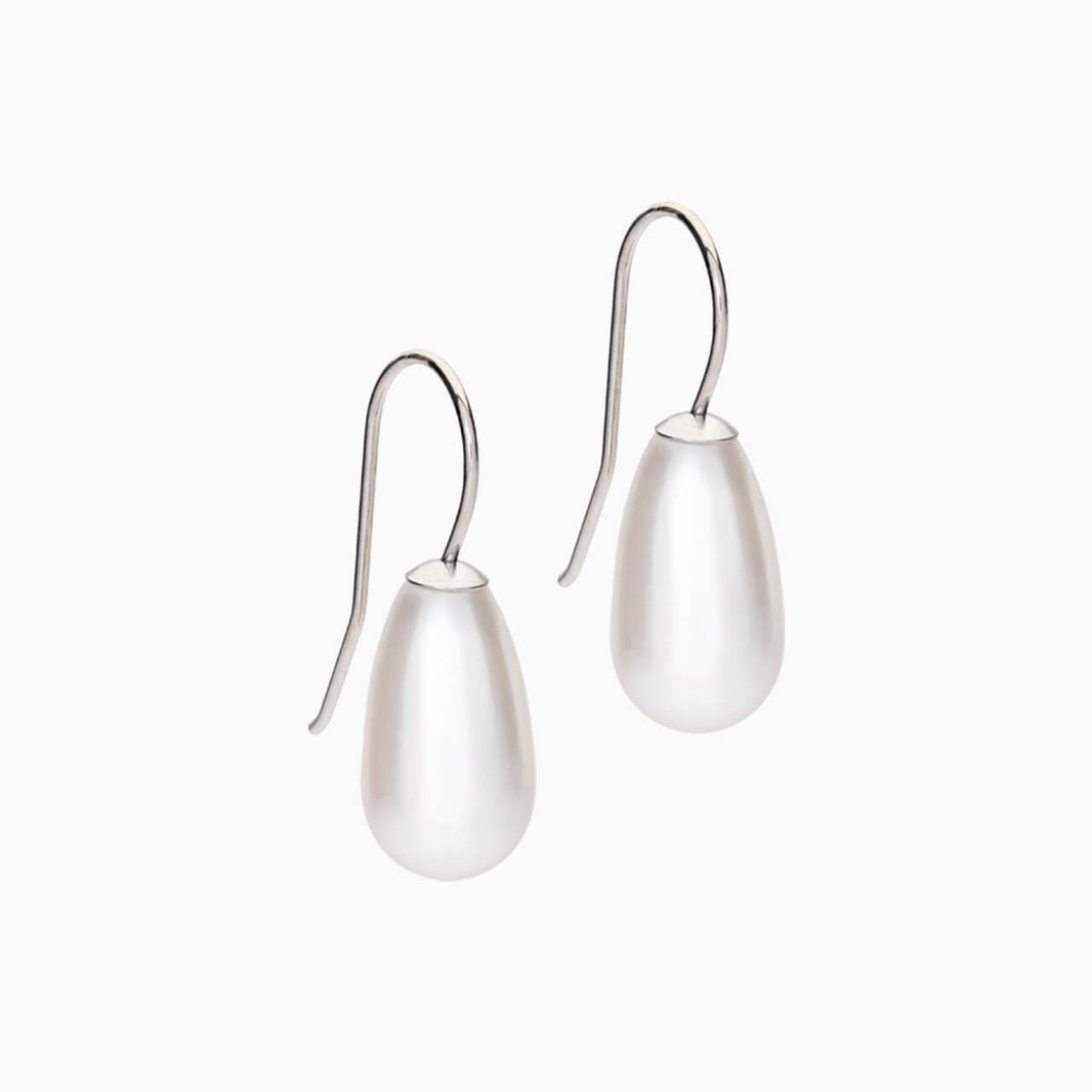 Drop Pearl Pendant in white, 15mm