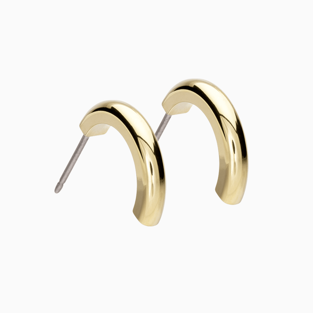 Golden Titanium Pendant Round Curved 15mm Earrings