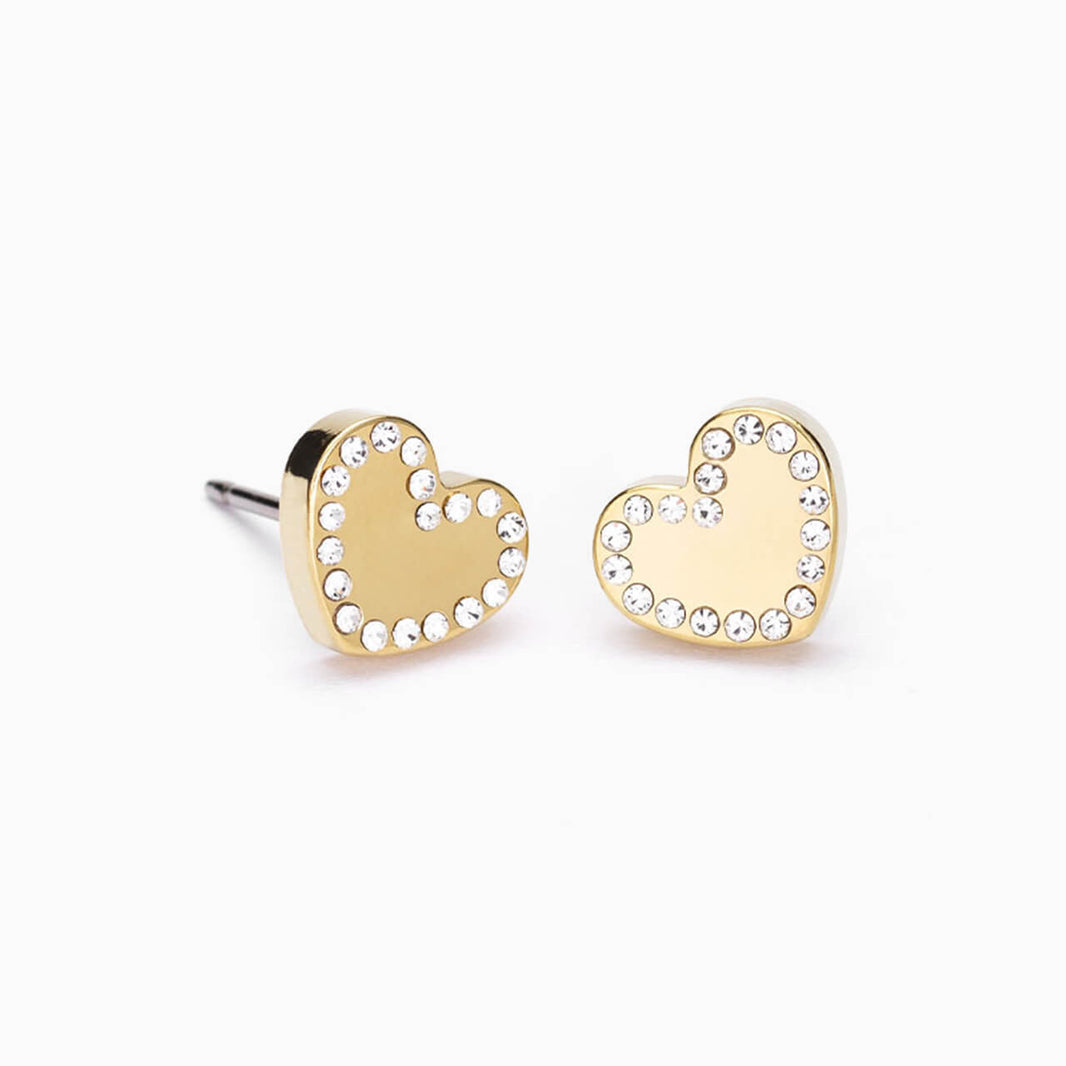 Golden Titanium 8mm Brilliance Sweetheart Crystal Earrings