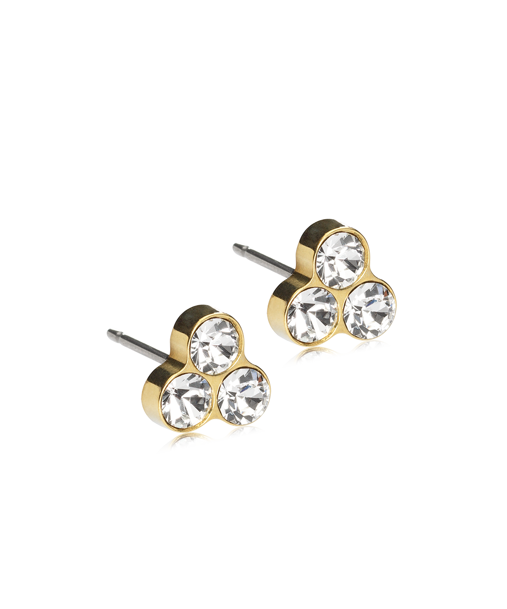 Golden Titanium Clover 8mm Earrings