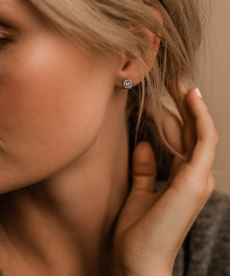 Silver Titanium Brilliance Halo Earrings