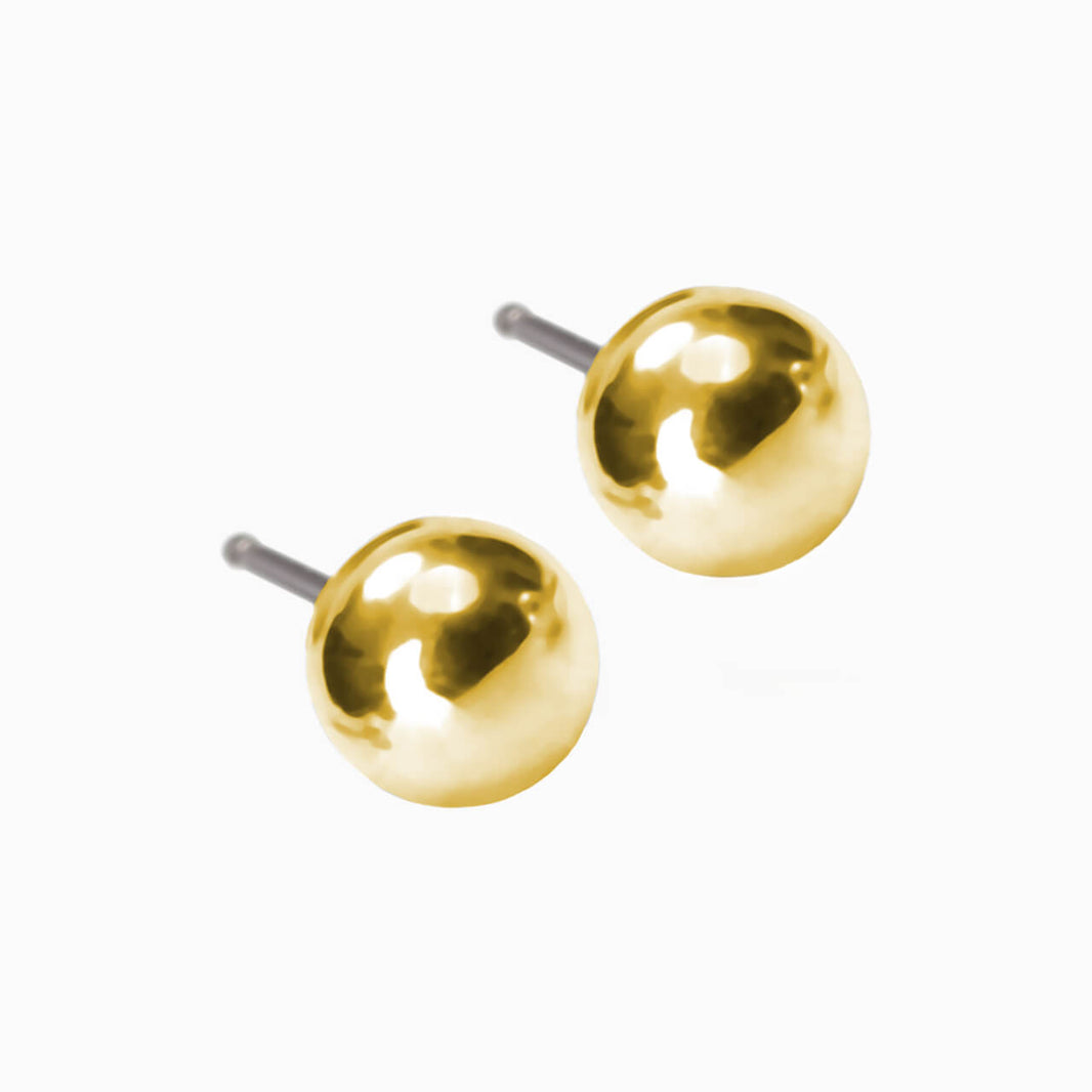 Golden Titanium Ball Earrings