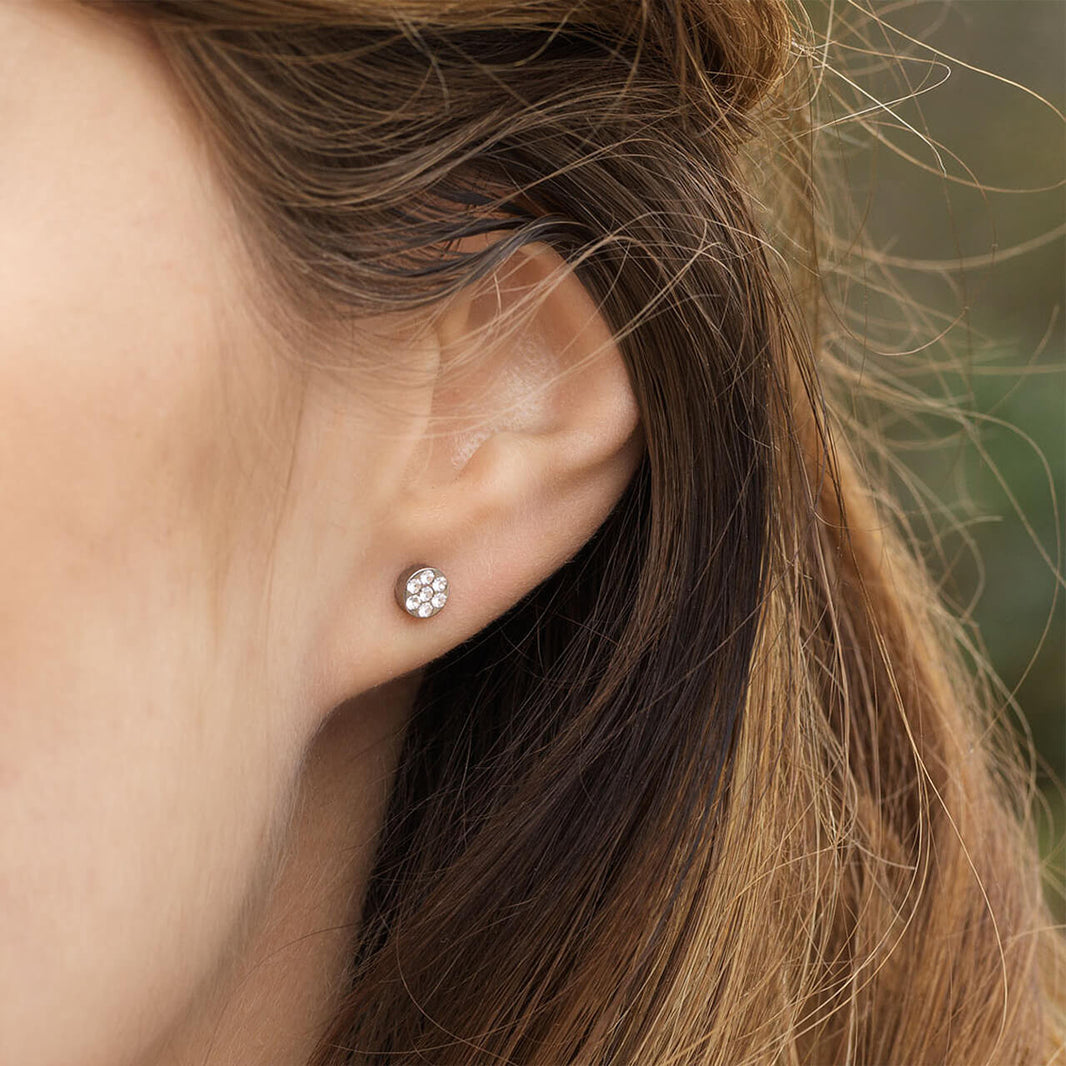 Silver Titanium 5mm Brilliance Plenary Earrings