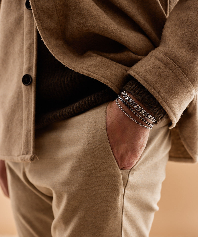 Model wearing Silver Great Curb Link Bracelet 18- 22cm