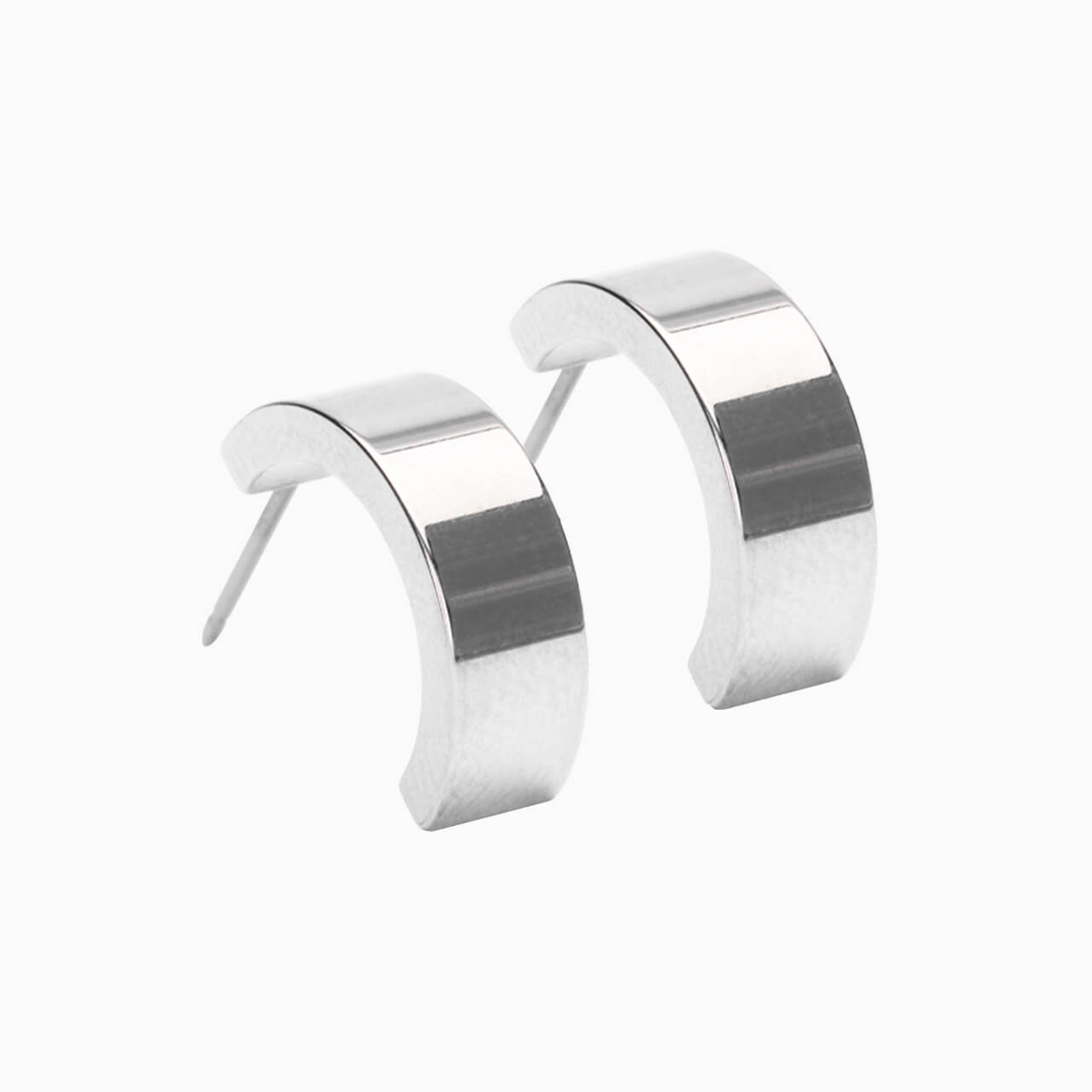 Plain Grand Curved Pendant Earrings