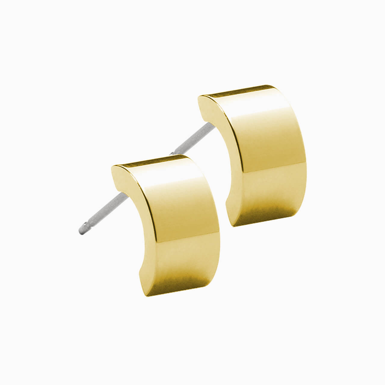 Golden Titanium Plain Grand Curved Pendant Earrings