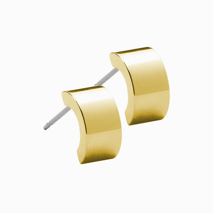 Golden Titanium Plain Grand Curved Pendant Earrings