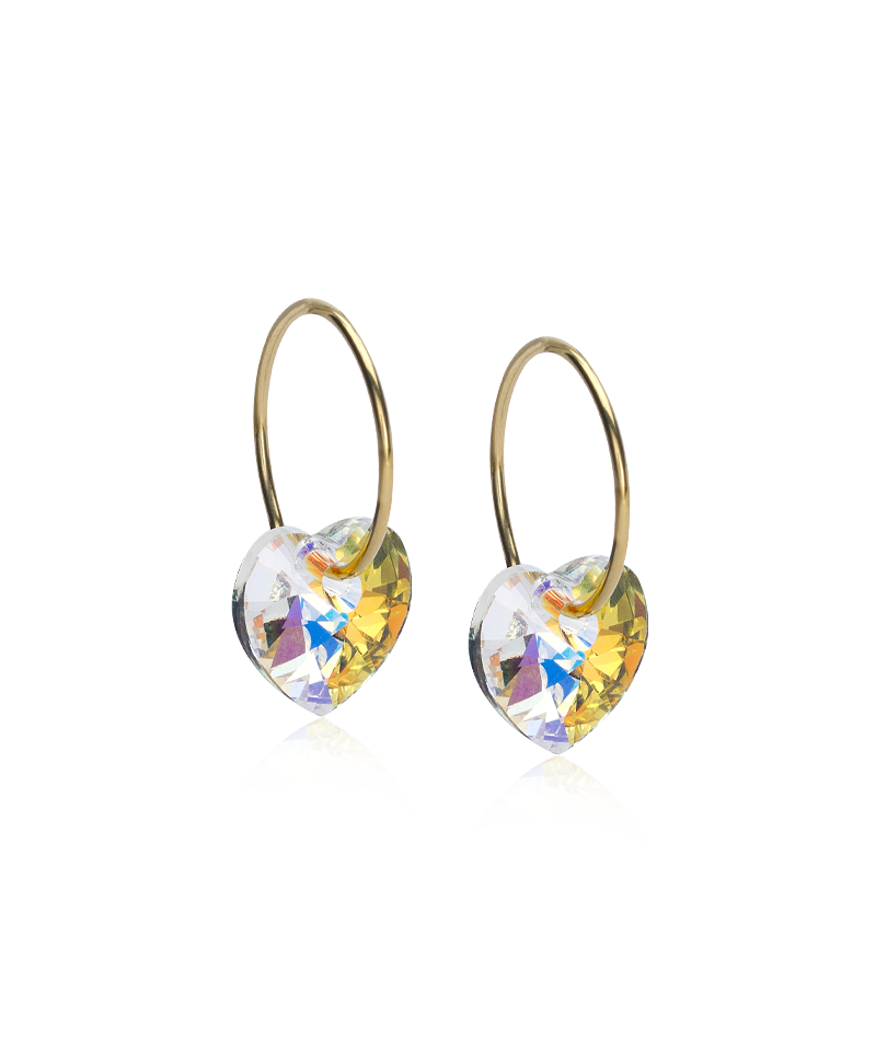 Golden Titanium Heart Pendant Earrings