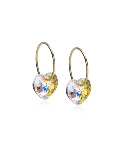 Golden Titanium Heart Pendant Earrings