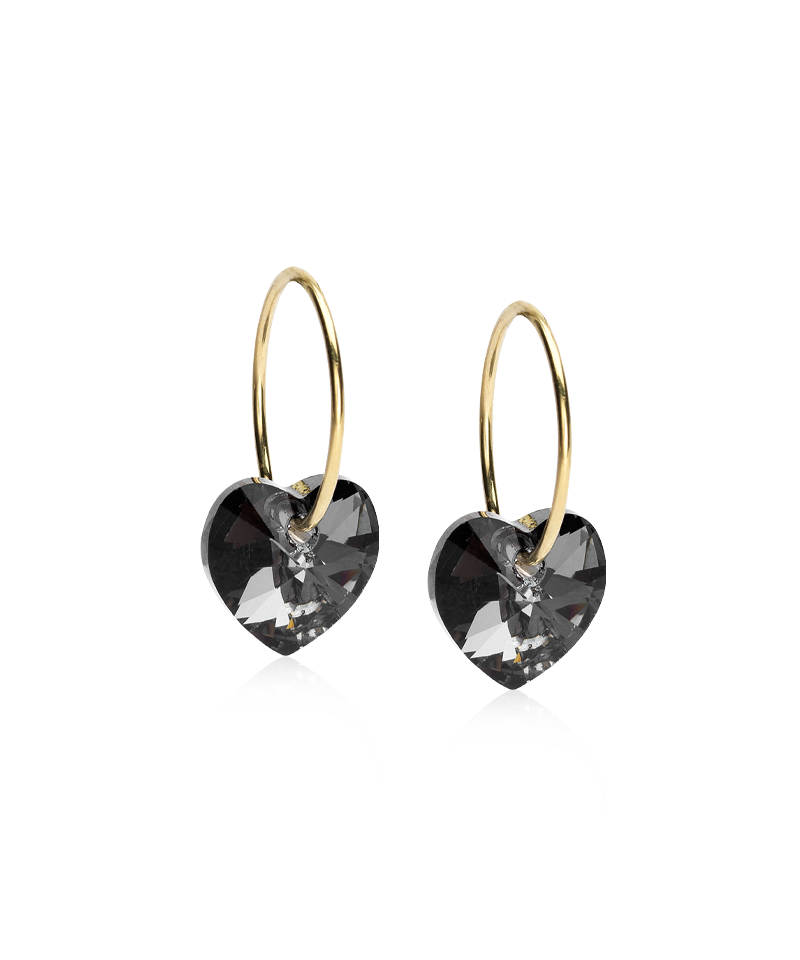 Golden Titanium Heart Pendant Earrings