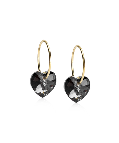 Golden Titanium Heart Pendant Earrings