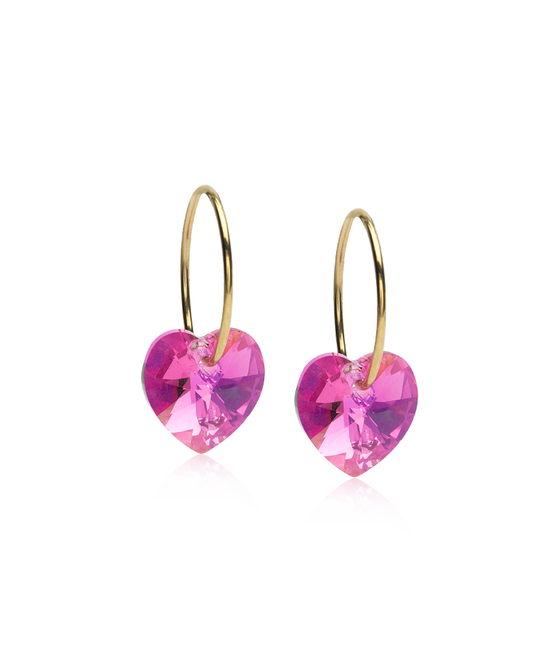 Golden Titanium Heart Pendant Earrings