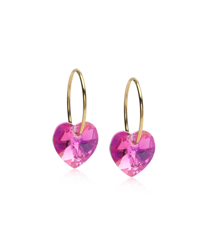 Golden Titanium Heart Pendant Earrings