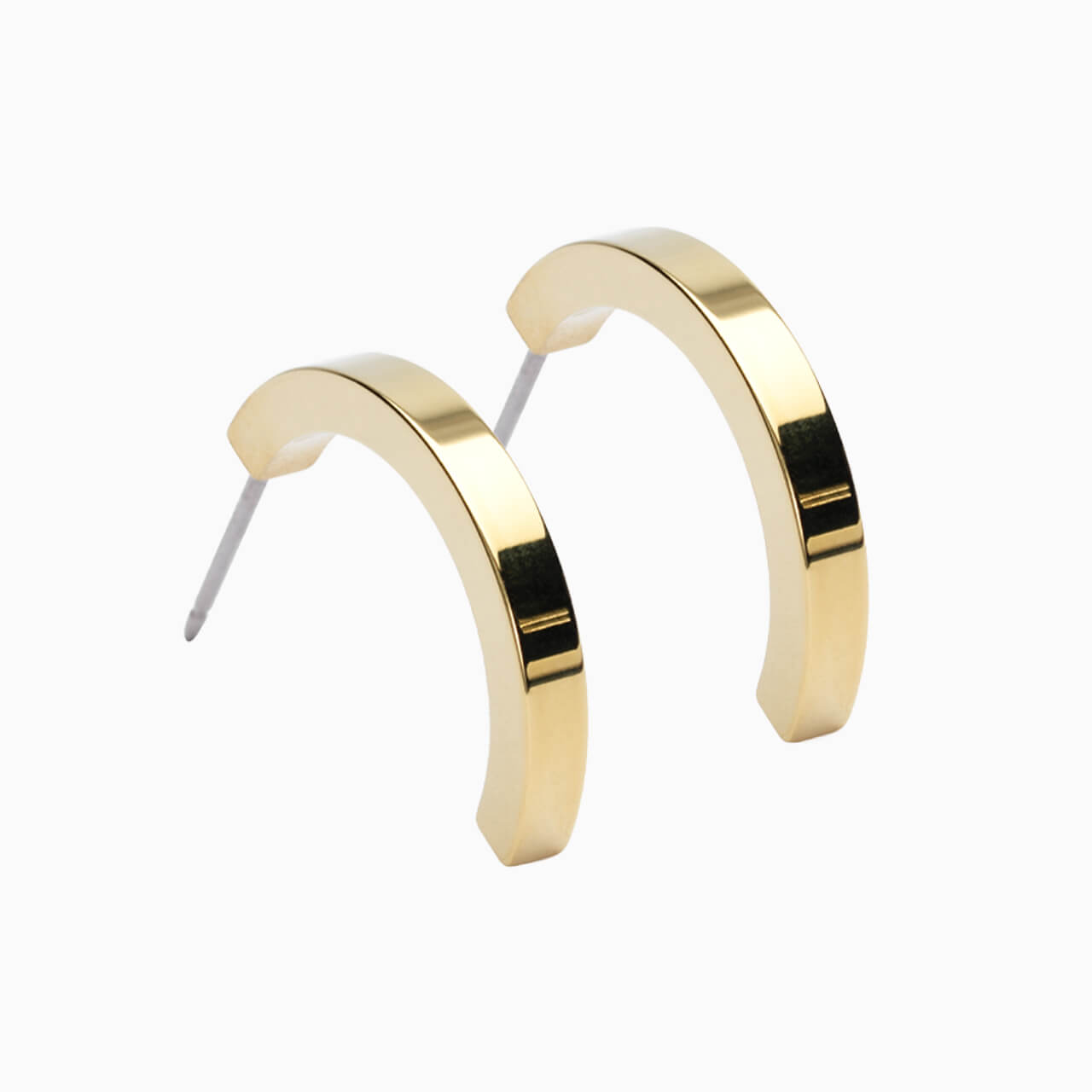 Golden Titanium Plain Curved Pendant  Earrings