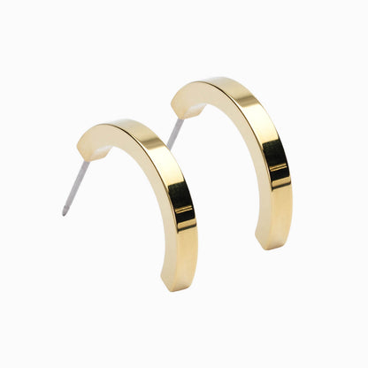 Golden Titanium Plain Curved Pendant  Earrings