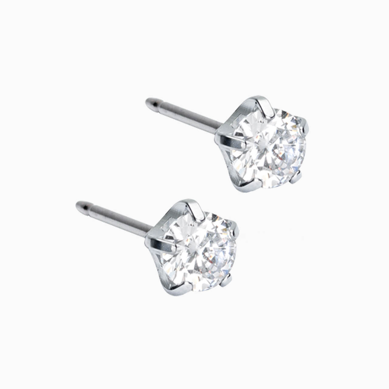 Silver Titanium Prong Set Precious CZ Earrings
