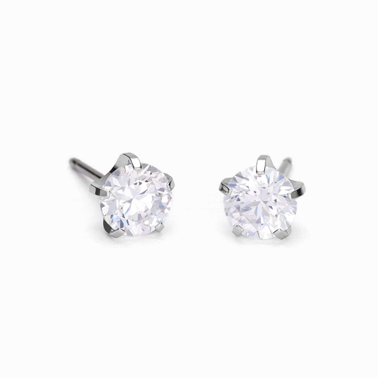 Silver Titanium Prong Set Precious CZ Earrings