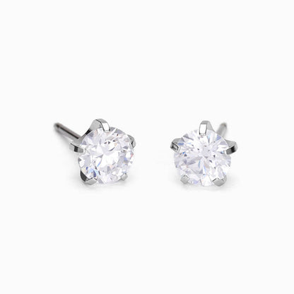 Silver Titanium Prong Set Precious CZ Earrings