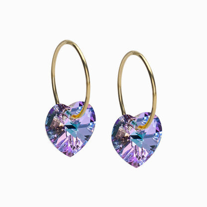 Golden Titanium Heart Pendant Earrings