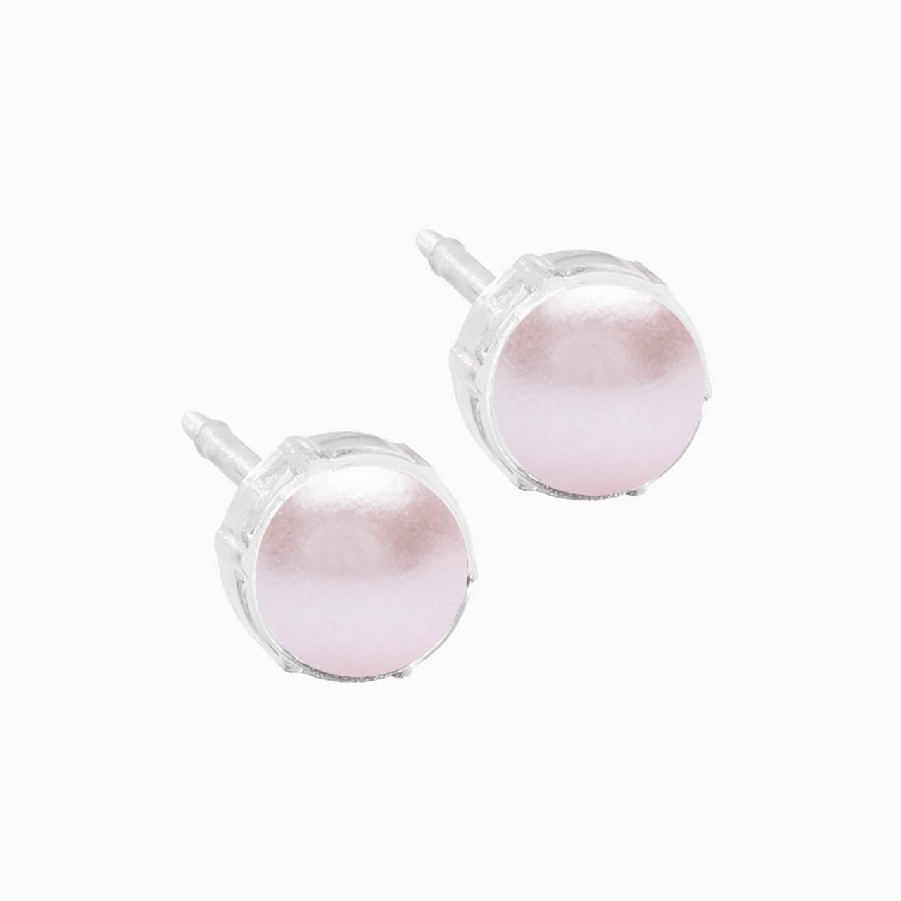 Medical Plastic 6mm Light Rose Pearl Earrings