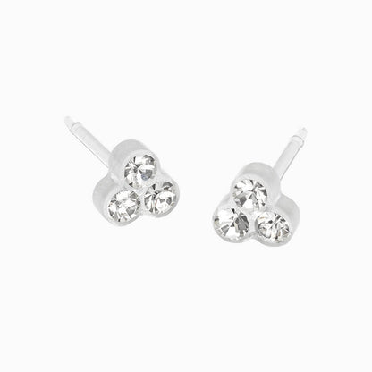 Medical Plastic Clover Earrings in Crystal