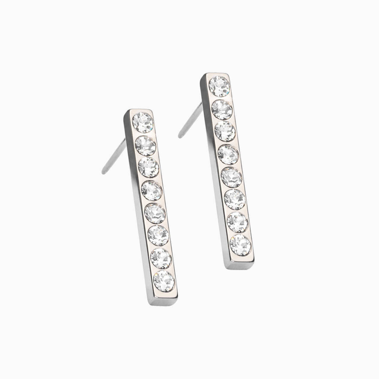 Silver Titanium Straight 20mm Crystal Pendant Earrings