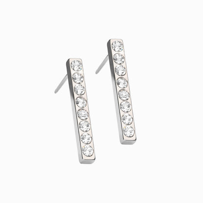 Silver Titanium Straight 20mm Crystal Pendant Earrings
