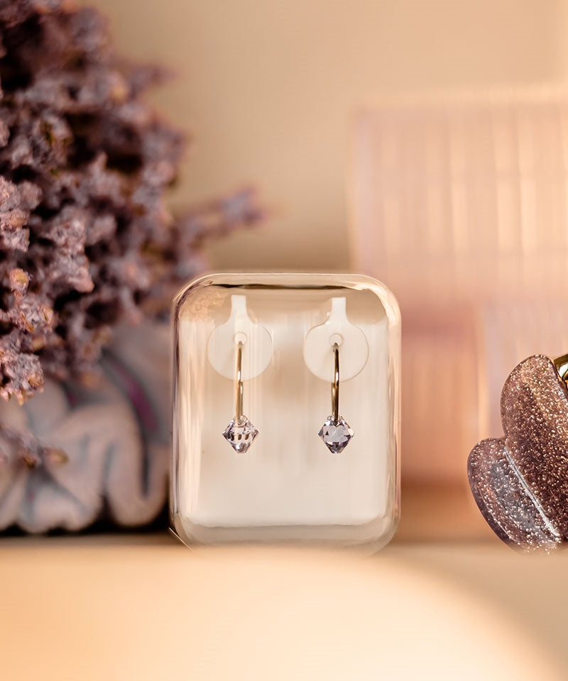 Natural Titanium Bicone Pendant 14mm Ear Rings