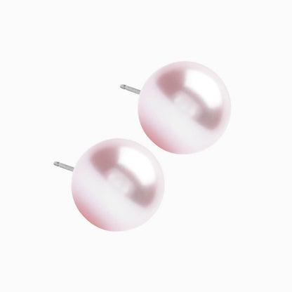 Natural Titanium 12mm Light Rose Pearl Earrings