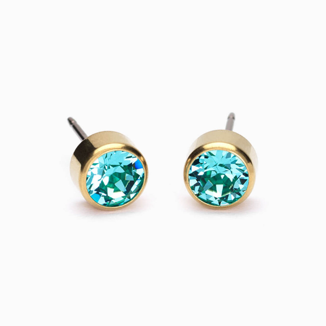 Golden Titanium 6mm Bezel Turquoise Earrings
