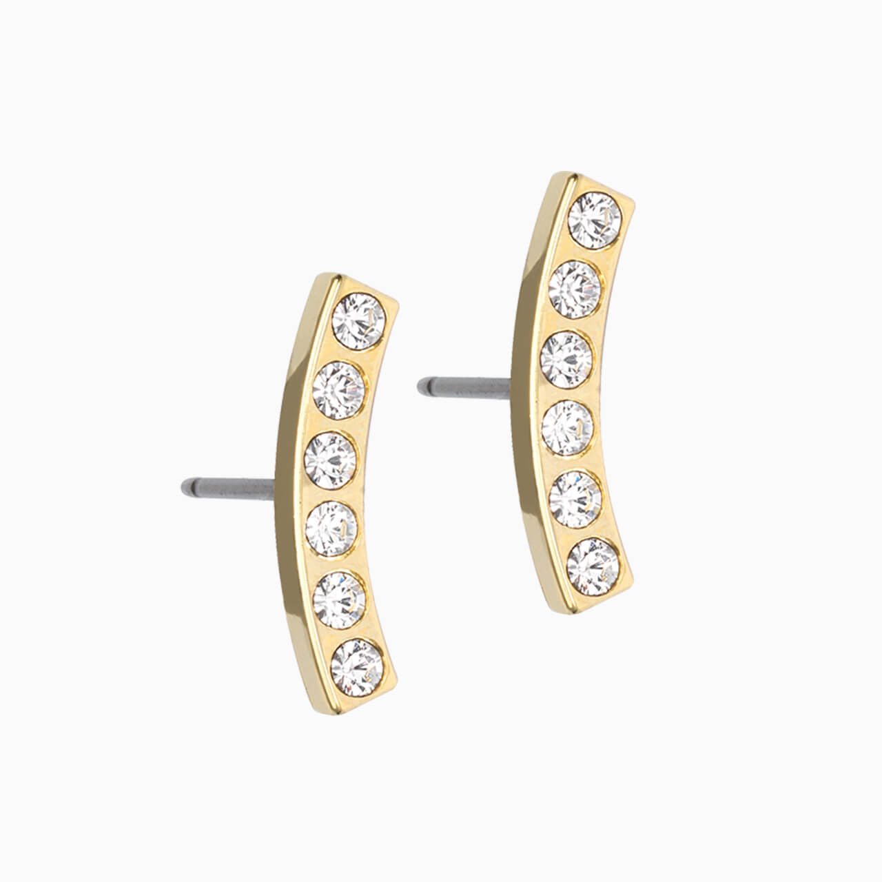 Golden Titanium Sweep 14mm Crystal Earrings