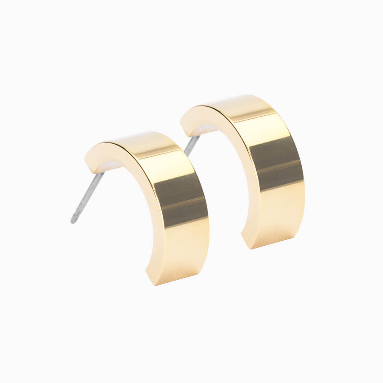 Golden Titanium Plain Grand Curved Pendant Earrings