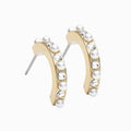 Golden Titanium Curved Pendant Crystal/White Pearl Earrings