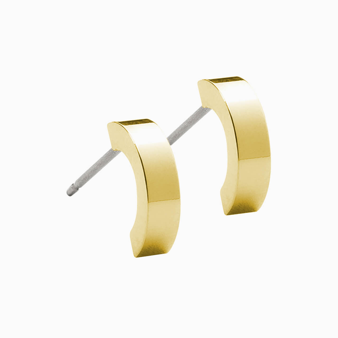 Golden Titanium Plain Curved Pendant  Earrings
