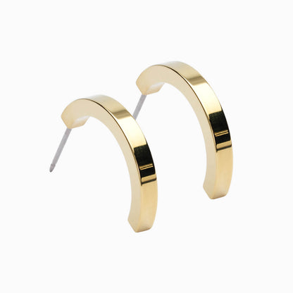 Golden Titanium Plain Curved Pendant  Earrings
