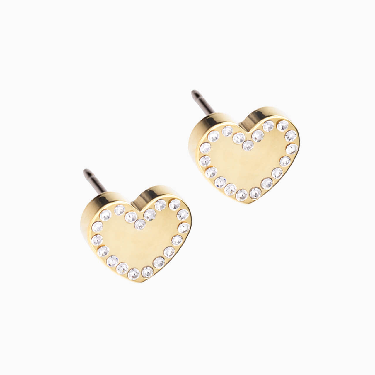 Golden Titanium 8mm Brilliance Sweetheart Crystal Earrings