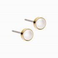 Golden Titanium 5mm Bezel White Pearl Earrings