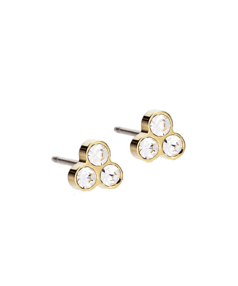 Golden Titanium Clover 8mm Crystal Earrings