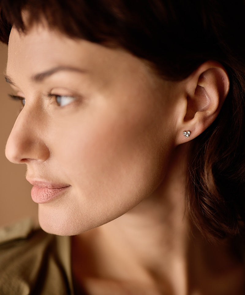 Golden Titanium Clover 8mm Crystal Earrings
