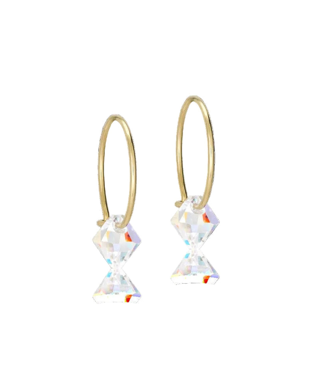 Golden Titanium Bicone Pendant 14mm Ear Rings