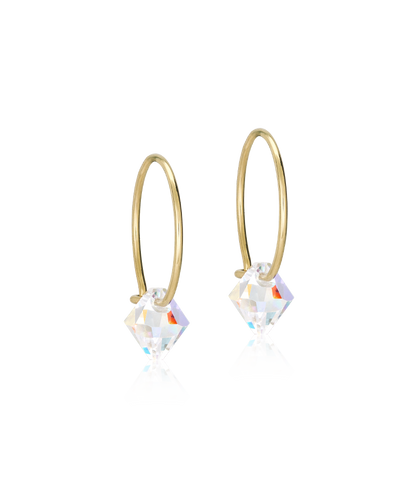 Golden Titanium Bicone Pendant 14mm Ear Rings