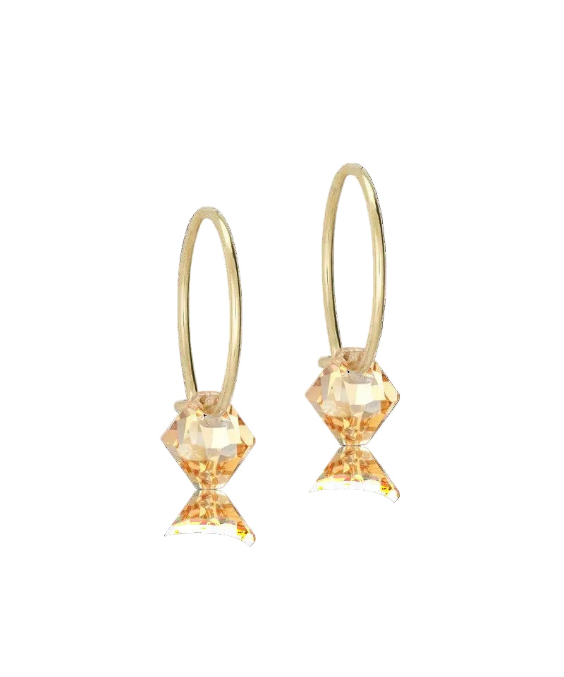 Golden Titanium Bicone Pendant 14mm Ear Rings