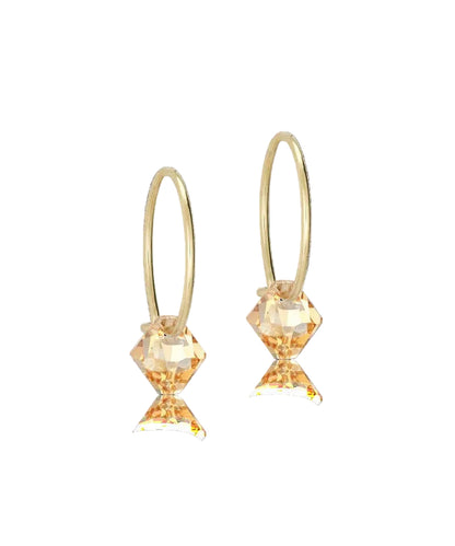 Golden Titanium Bicone Pendant 14mm Ear Rings