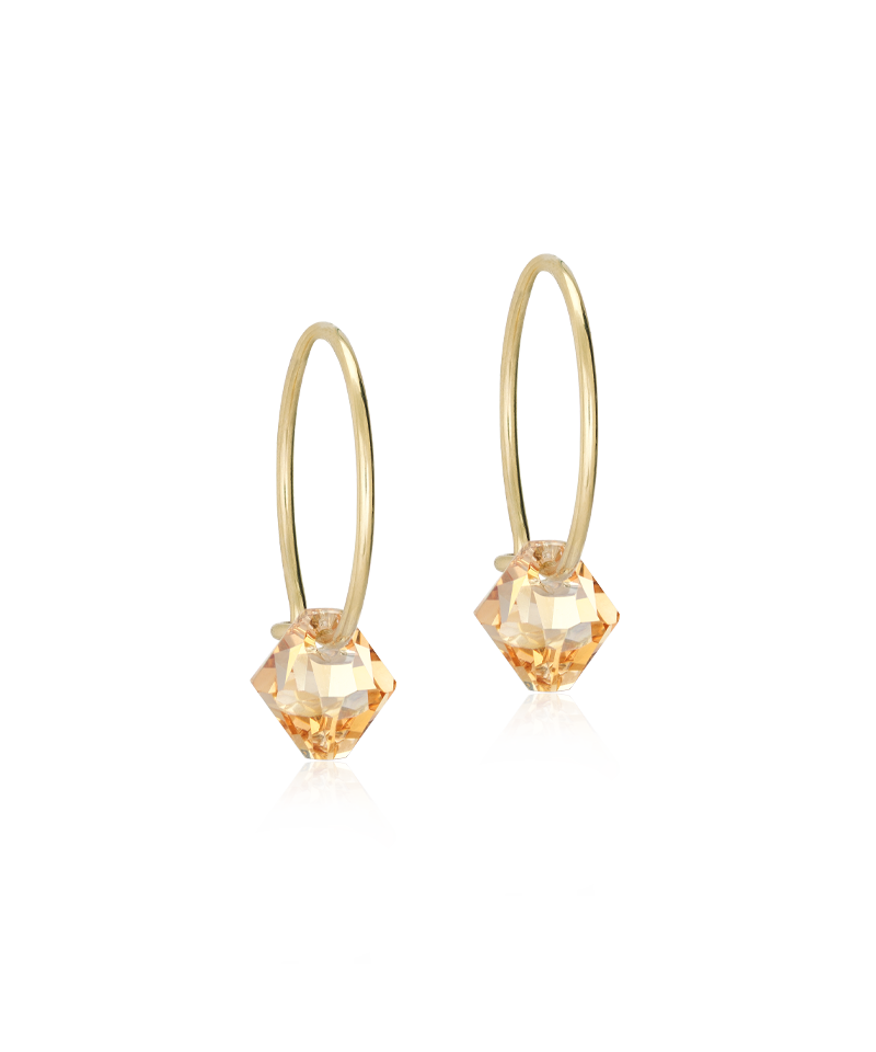 Golden Titanium Bicone Pendant 14mm Ear Rings