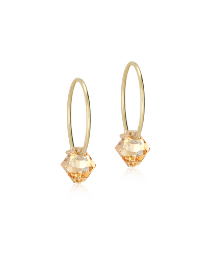 Golden Titanium Bicone Pendant 14mm Ear Rings