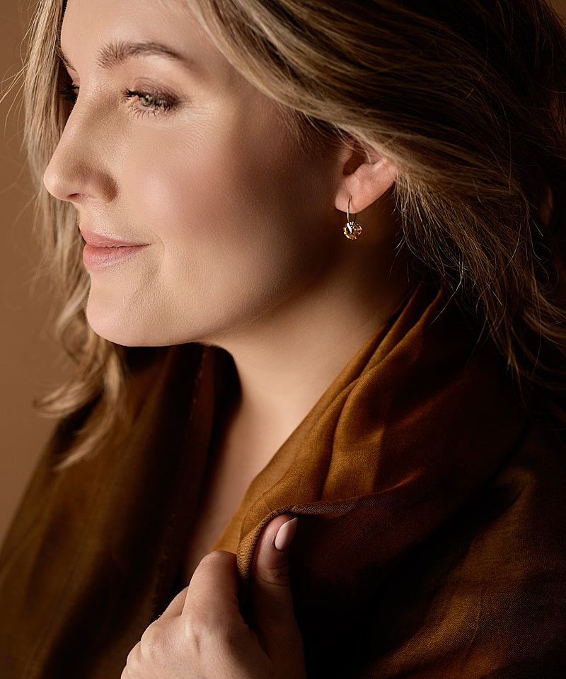 Golden Titanium Round 8mm Pendant Ear Ring