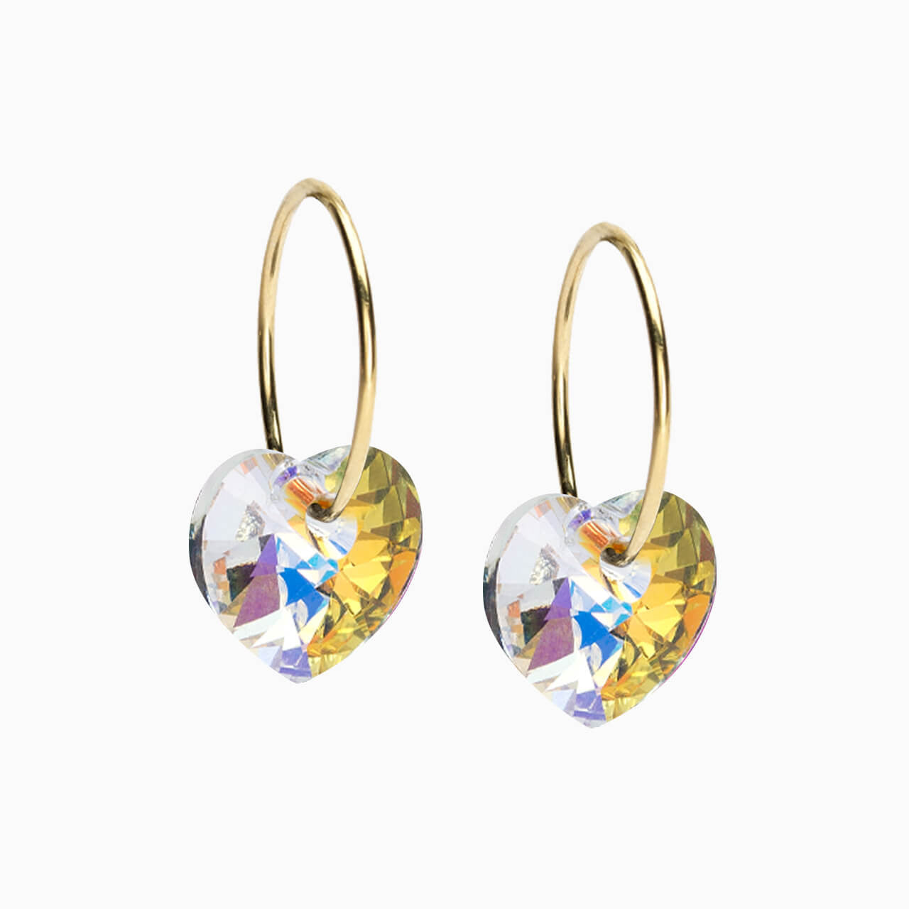 Golden Titanium Heart Pendant Earrings