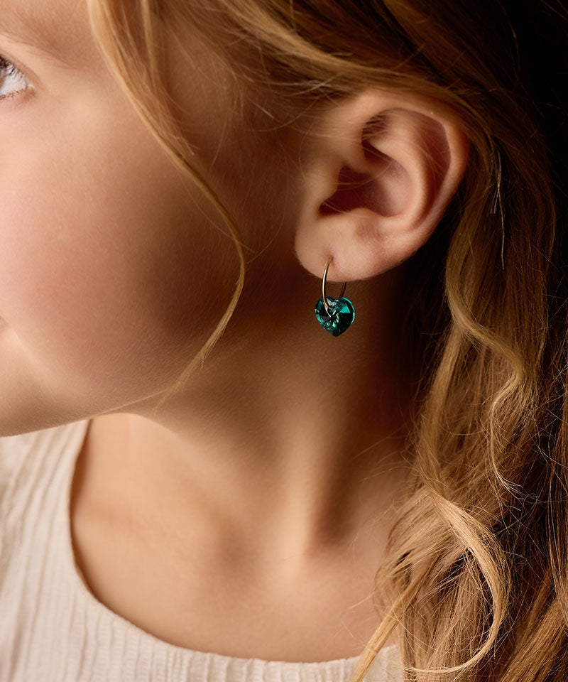 Golden Titanium Heart Pendant Earrings
